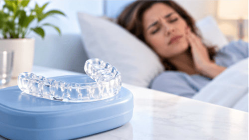 Custom dental night guard used to help protect teeth from bruxism and nighttime grinding